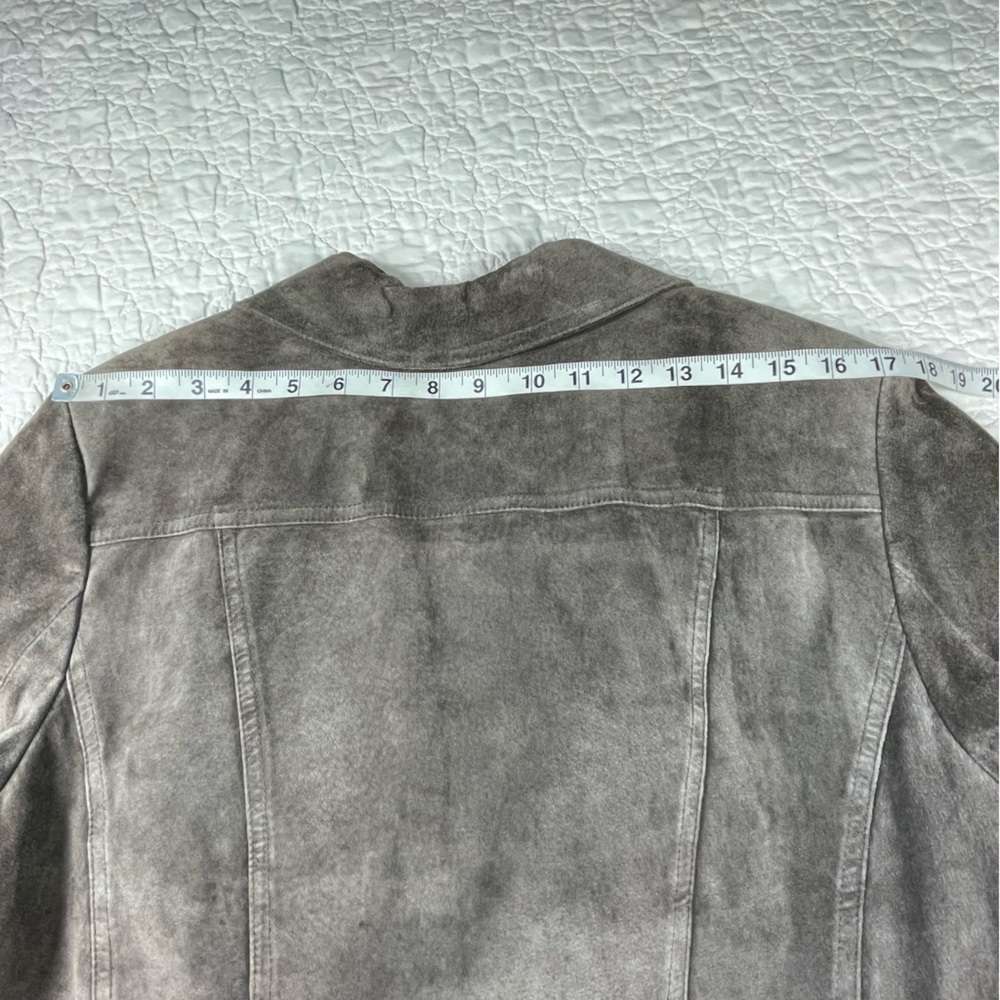 🔥Y2K Ann Taylor Brown Chocolate Suede Blazer 100% Leather Preppy Jacket Women 14 - Picture 16 of 16